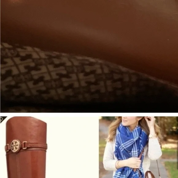 Tory Burch Calista Tall Riding Boots Womens 8.5 M brown Leather Equestrian